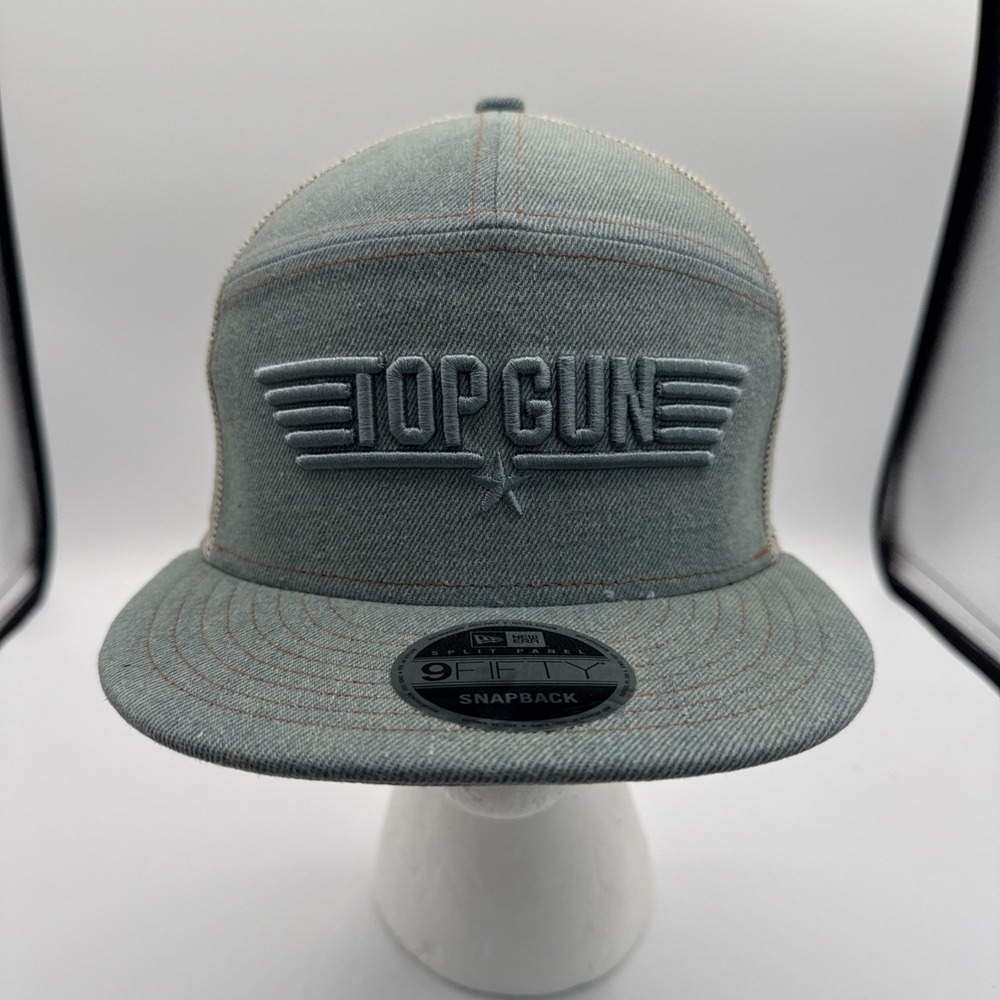 Top Gun New Era Denim 9FIFTY Snapback Hat Adjustable 7 Panel Mesh Back Cap - NWT